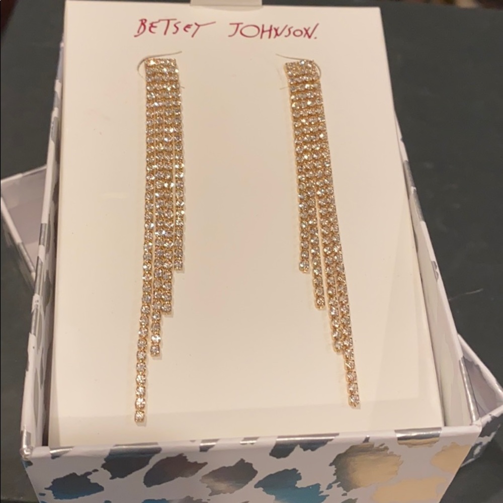 Betsey Johnson Gold Waterfall Chain Earrings